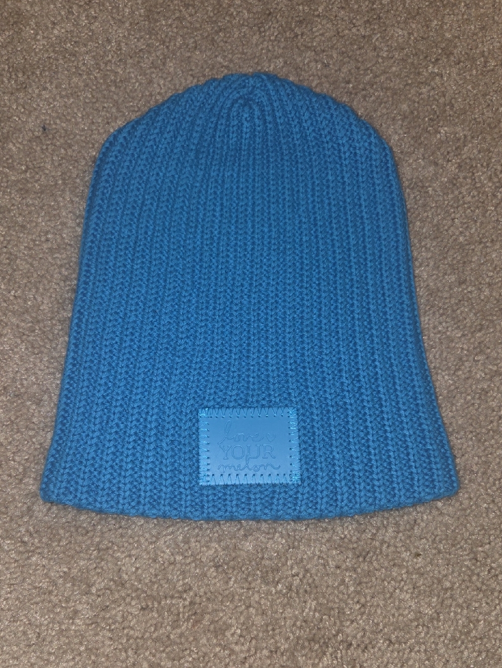 Blue Ribbed Knit Beanie